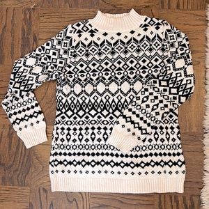 Old Navy Black/Cream Scandinavian Print Sweater
